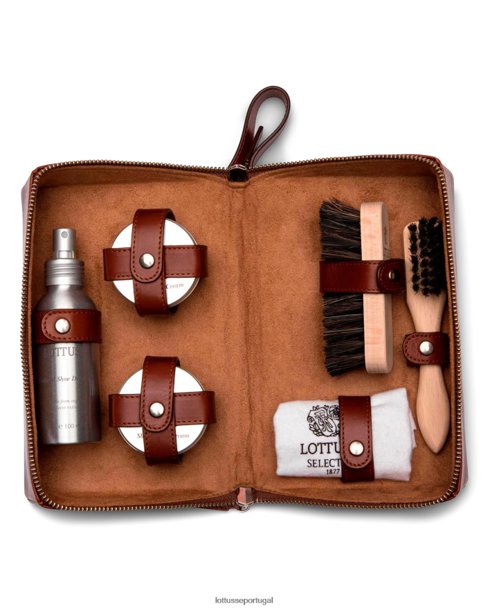 ponto Lottusse coleção conjunto de limpeza de bezerro lux crust anilina marrom 86F22T456 acessórios
