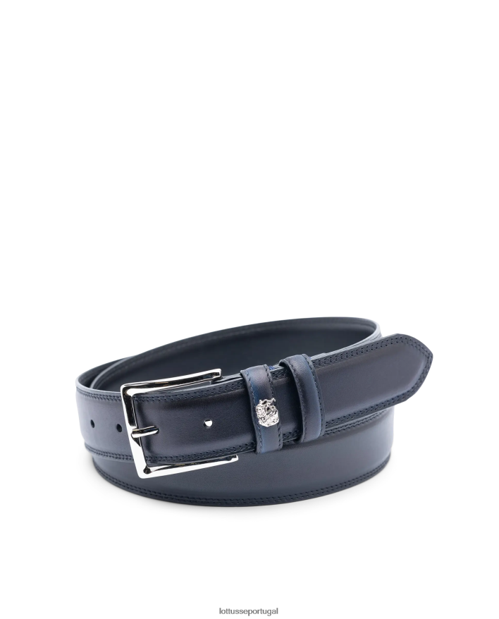 ponto Lottusse coleção fivela de panturrilha em relevo com crosta de cinturon e anilina azul marinho 86F22T439 acessórios