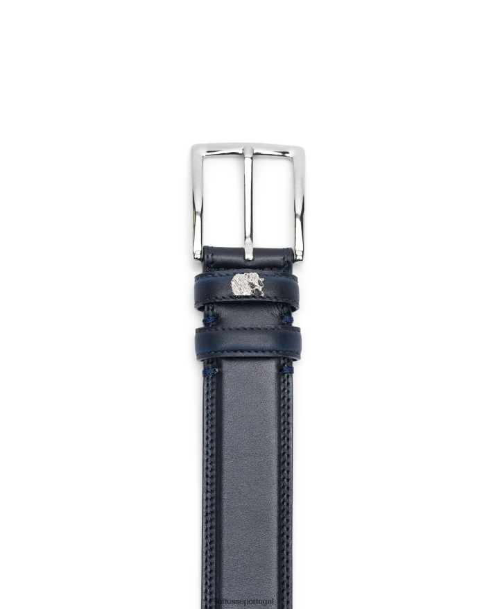 ponto Lottusse coleção fivela de panturrilha em relevo com crosta de cinturon e anilina azul marinho 86F22T439 acessórios