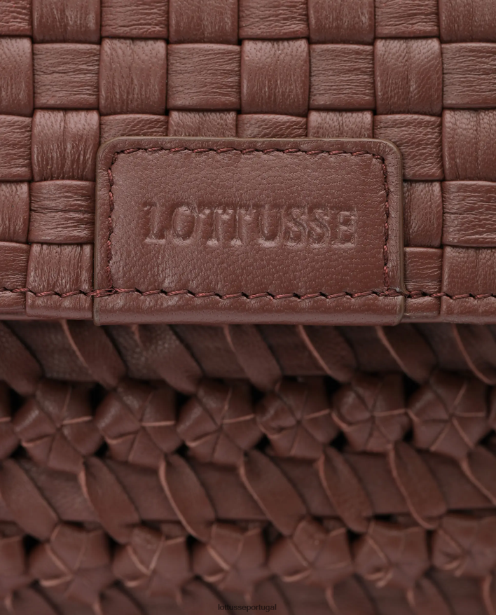 ponto Lottusse coleção bolsa com alça superior de cordeiro lavado trançado noodbag marrom 86F22T423 acessórios