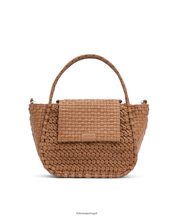 ponto Lottusse coleção bolsa com alça superior de cordeiro lavado trançado noodbag natural 86F22T424 acessórios