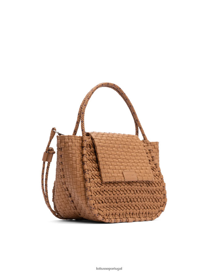 ponto Lottusse coleção bolsa com alça superior de cordeiro lavado trançado noodbag natural 86F22T424 acessórios
