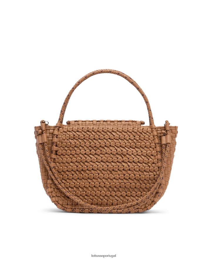 ponto Lottusse coleção bolsa com alça superior de cordeiro lavado trançado noodbag natural 86F22T424 acessórios