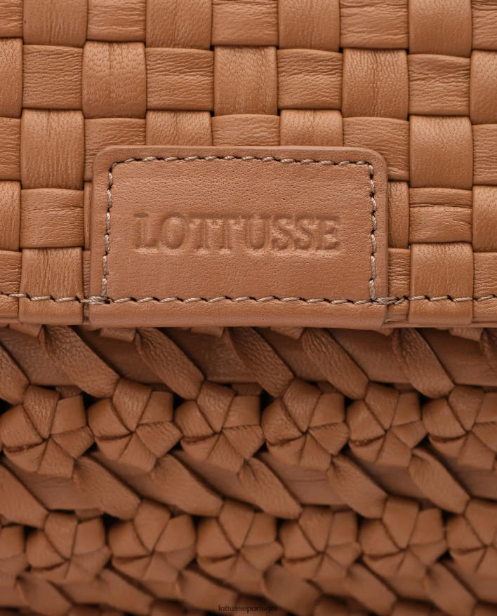 ponto Lottusse coleção bolsa com alça superior de cordeiro lavado trançado noodbag natural 86F22T424 acessórios