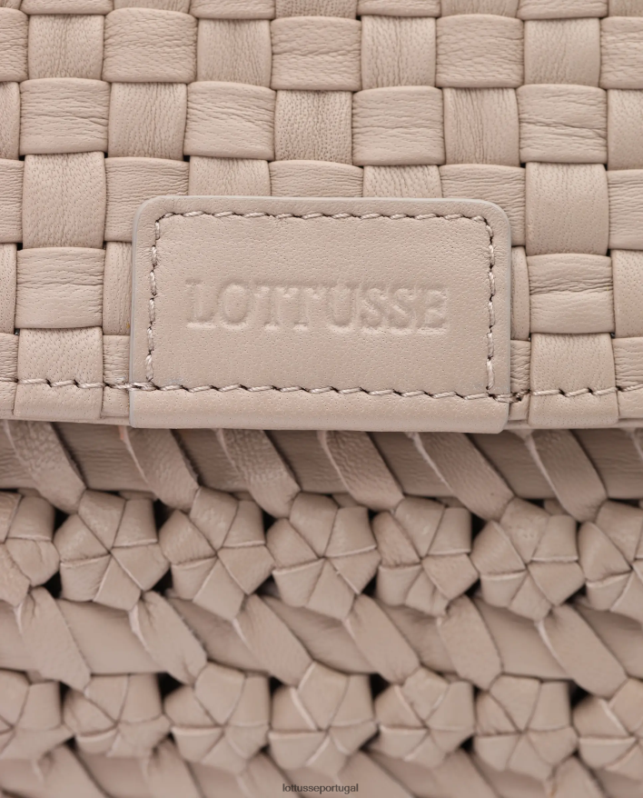 ponto Lottusse coleção bolsa com alça superior de cordeiro lavado trançado noodbag off white 86F22T425 acessórios