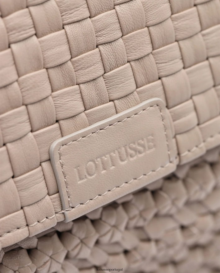 ponto Lottusse coleção bolsa com alça superior de cordeiro lavado trançado noodbag off white 86F22T425 acessórios