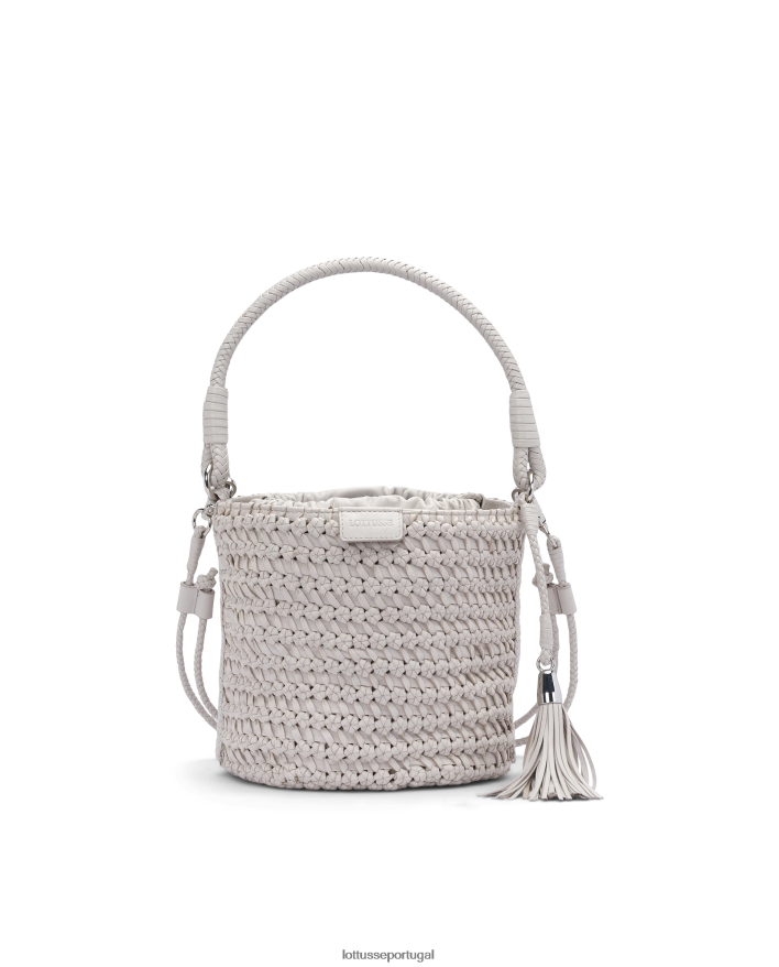 ponto Lottusse coleção saco balde de cordeiro lavado trançado verde noodbag branco 86F22T426 acessórios