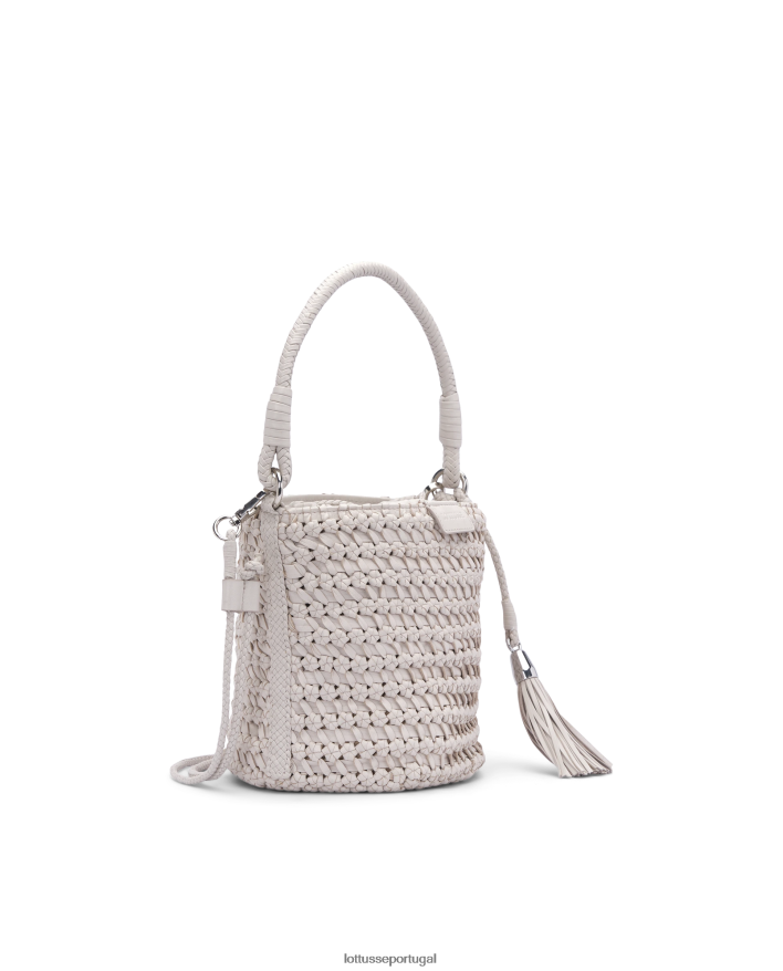 ponto Lottusse coleção saco balde de cordeiro lavado trançado verde noodbag branco 86F22T426 acessórios