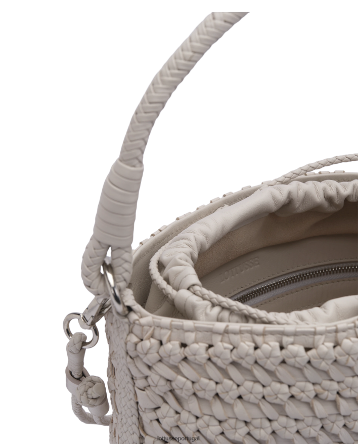 ponto Lottusse coleção saco balde de cordeiro lavado trançado verde noodbag branco 86F22T426 acessórios