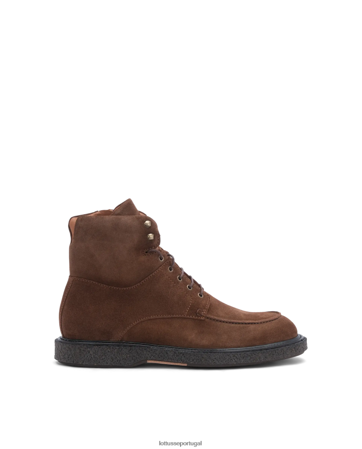 ponto Lottusse homens Brisbane bezerro camurça botas com zíper marrom 86F22T183 calçados
