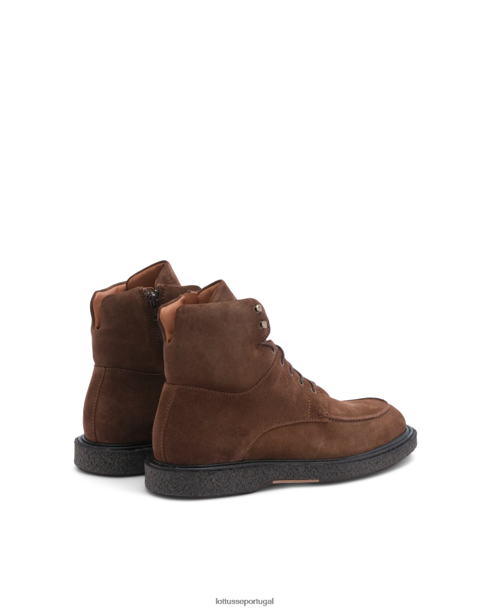 ponto Lottusse homens Brisbane bezerro camurça botas com zíper marrom 86F22T183 calçados