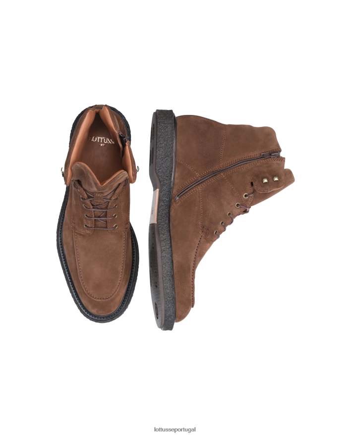 ponto Lottusse homens Brisbane bezerro camurça botas com zíper marrom 86F22T183 calçados
