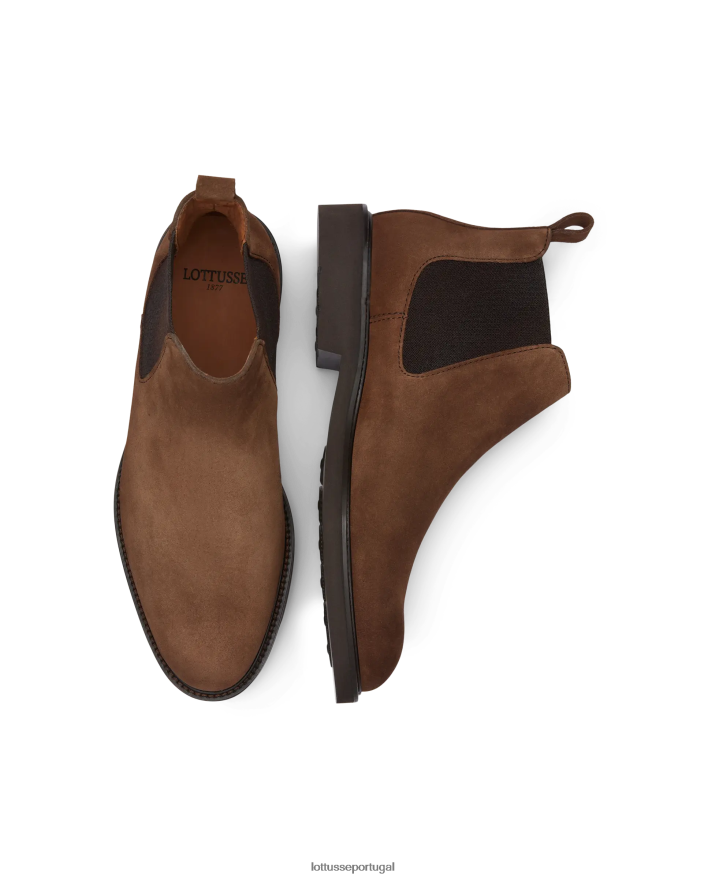 ponto Lottusse homens botas elásticas de camurça de bezerro baltimore marrom 86F22T155 calçados