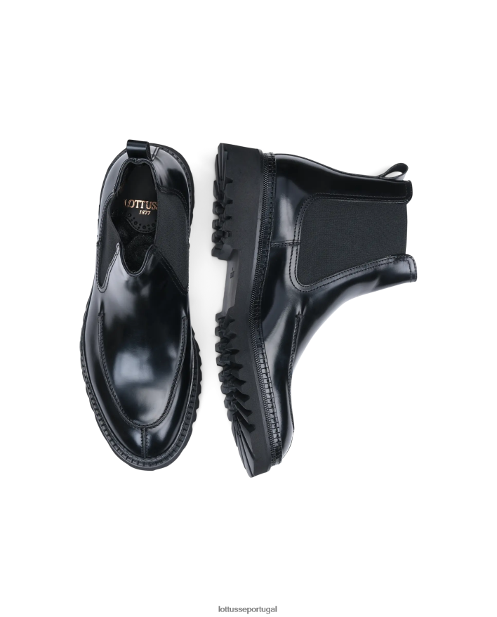 ponto Lottusse homens covent bezerro botas elásticas preto 86F22T174 calçados
