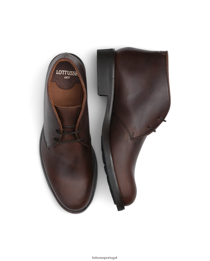 ponto Lottusse homens bota chelsea wax bezerro cano baixo marrom 86F22T186 calçados