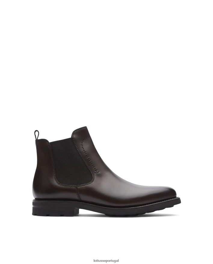 ponto Lottusse homens botins de bezerro de anilina com crosta premium café 86F22T49 calçados