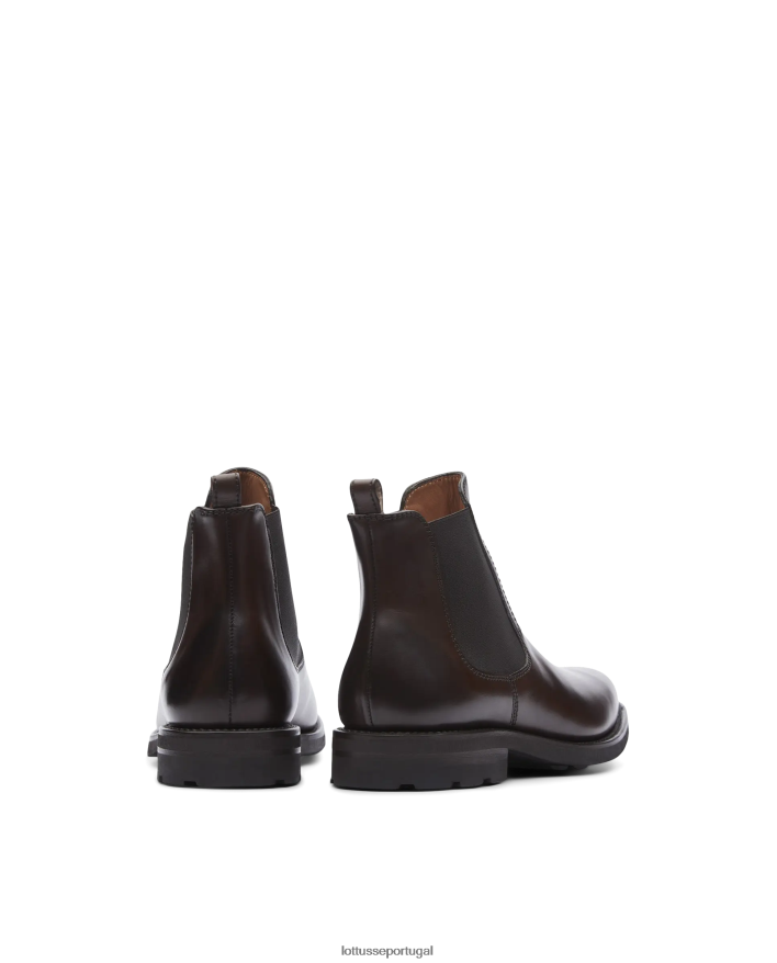 ponto Lottusse homens botins de bezerro de anilina com crosta premium café 86F22T49 calçados