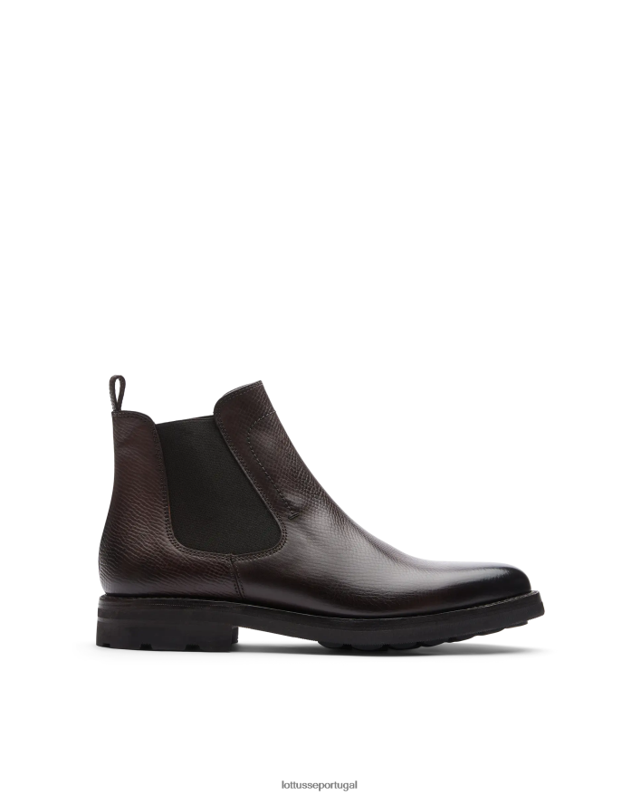 ponto Lottusse homens botins de panturrilha com relevo de anilina com crosta premium café 86F22T54 calçados
