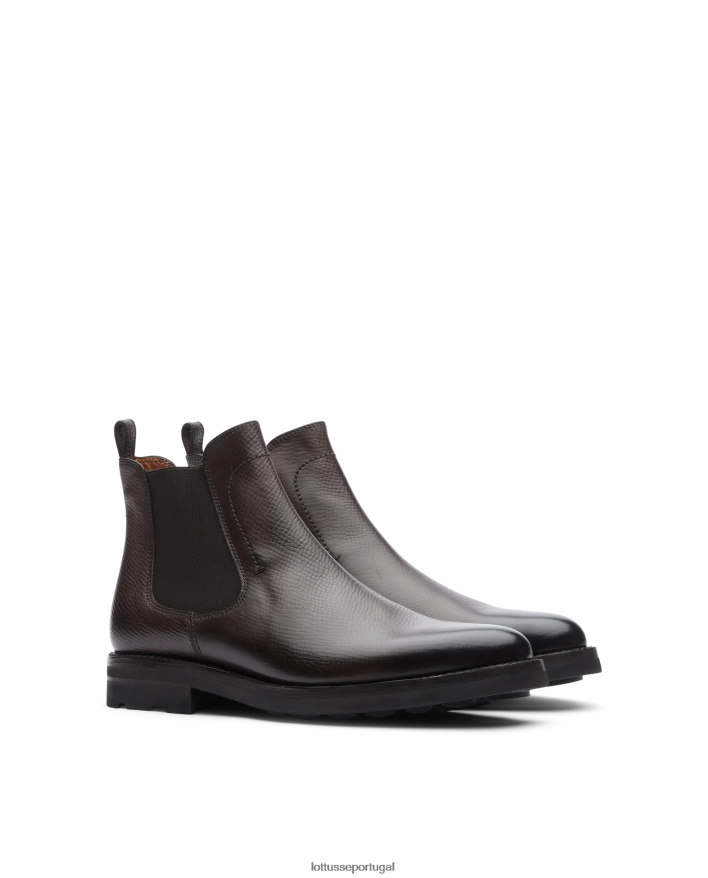 ponto Lottusse homens botins de panturrilha com relevo de anilina com crosta premium café 86F22T54 calçados