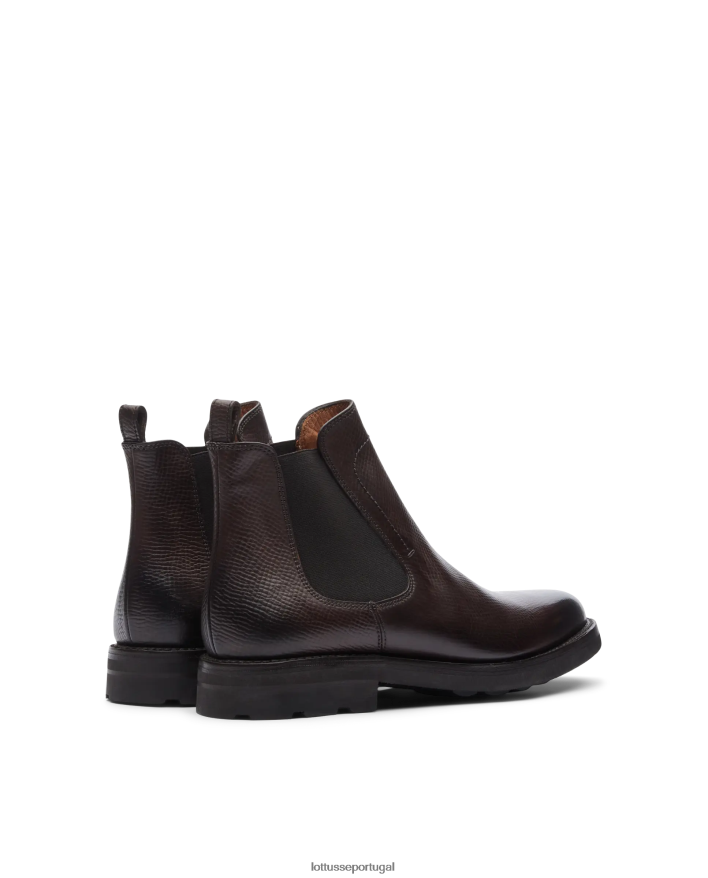 ponto Lottusse homens botins de panturrilha com relevo de anilina com crosta premium café 86F22T54 calçados
