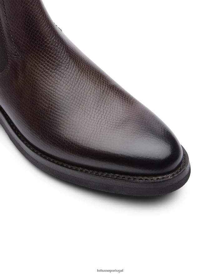 ponto Lottusse homens botins de panturrilha com relevo de anilina com crosta premium café 86F22T54 calçados