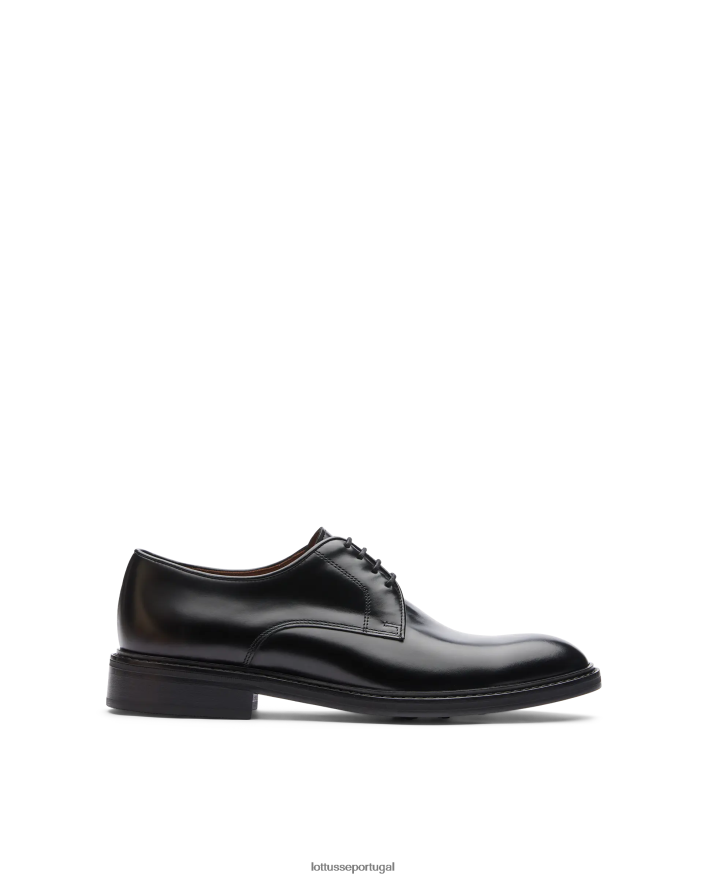 ponto Lottusse homens Harry's Bright Bezerro Derby preto 86F22T23 calçados