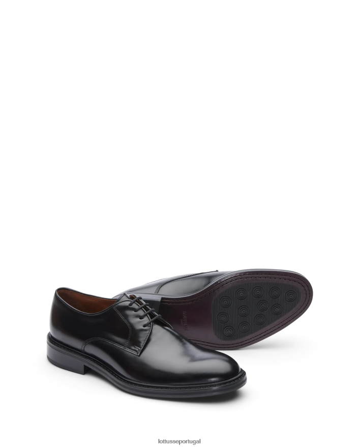 ponto Lottusse homens Harry's Bright Bezerro Derby preto 86F22T23 calçados