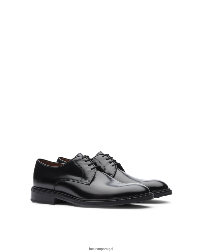 ponto Lottusse homens Harry's Bright Bezerro Derby preto 86F22T23 calçados