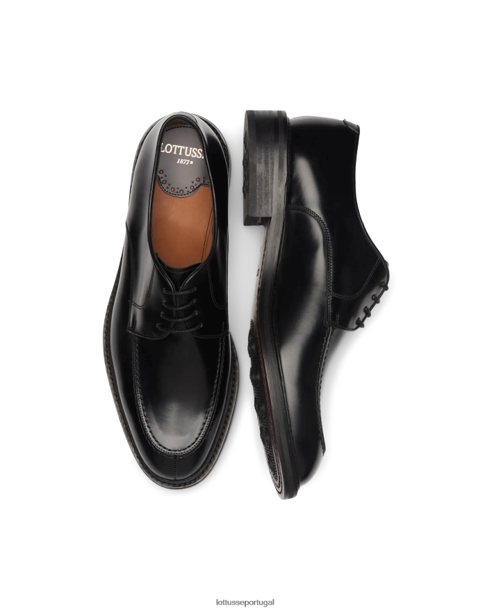 ponto Lottusse homens Harry's Bright Bezerro Derby preto 86F22T24 calçados