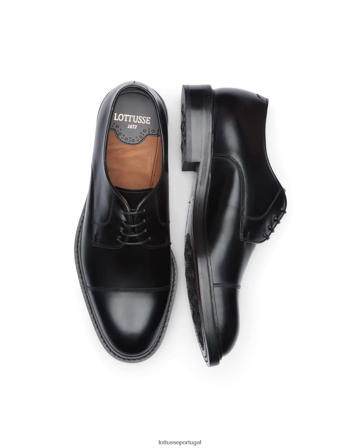ponto Lottusse homens Harry's Bright Bezerro Derby preto 86F22T25 calçados