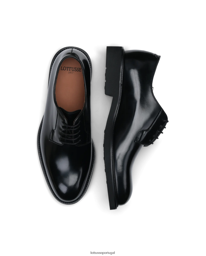 ponto Lottusse homens baltimore brilhante bezerro perfurado derby preto 86F22T153 calçados