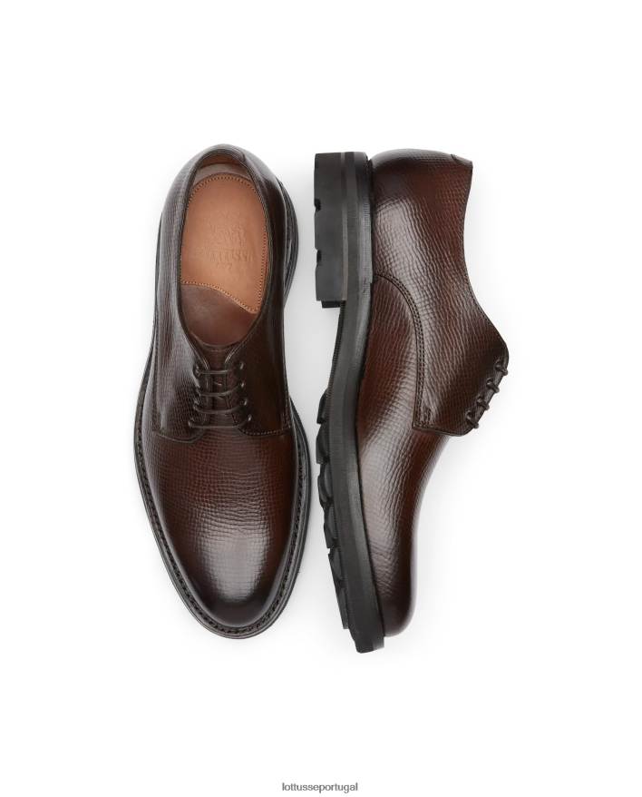 ponto Lottusse homens crosta premium anilina em relevo bezerro debry marrom 86F22T53 calçados