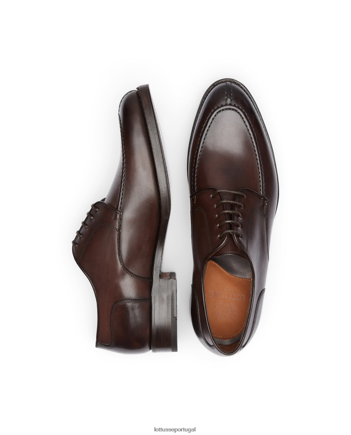 ponto Lottusse homens derby de bezerro de anilina de crosta premium café 86F22T46 calçados