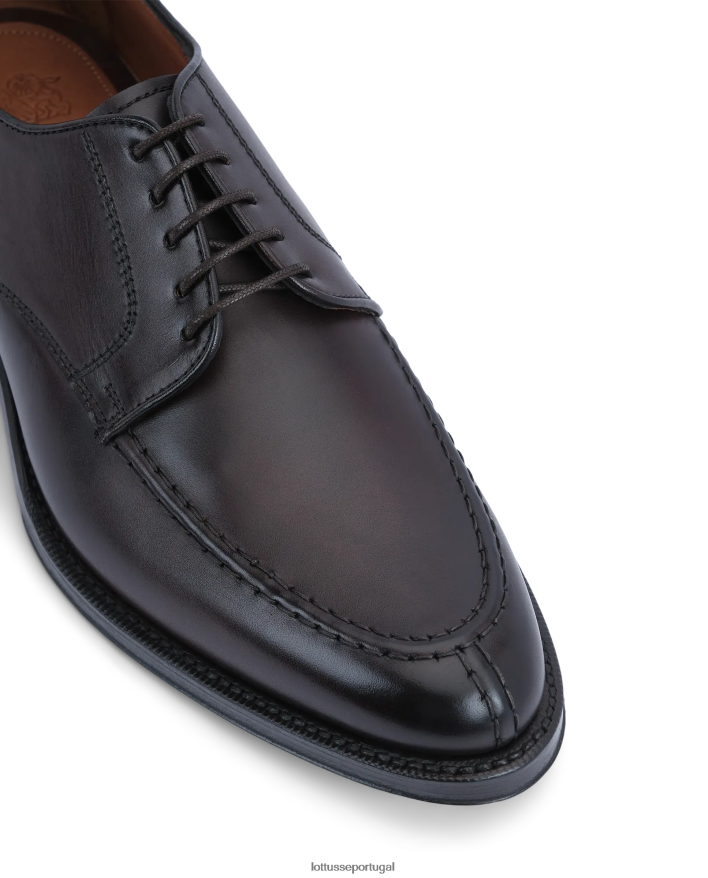 ponto Lottusse homens derby de bezerro de anilina de crosta premium café 86F22T46 calçados