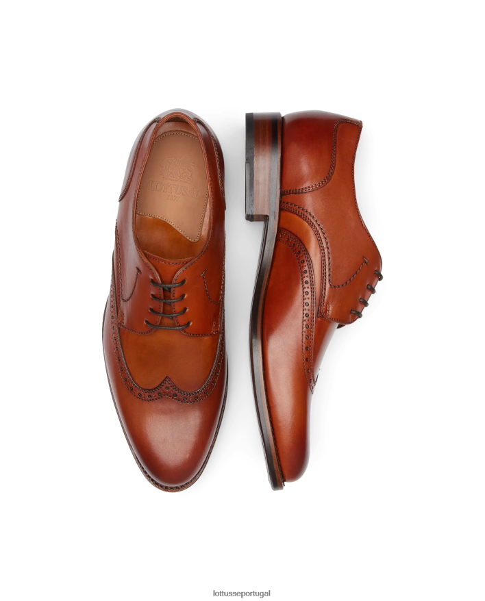 ponto Lottusse homens derby de bezerro de anilina de crosta premium marrom 86F22T62 calçados