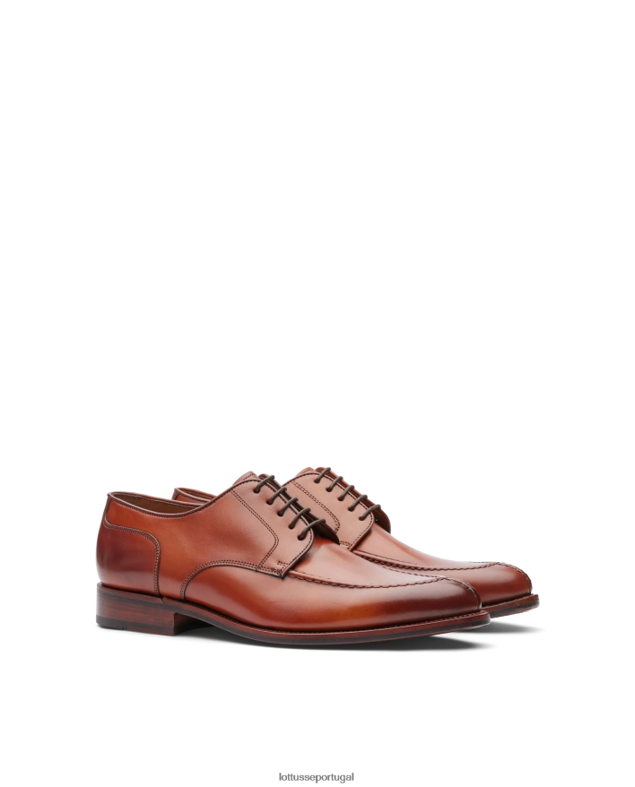 ponto Lottusse homens derby de bezerro de anilina de crosta premium marrom 86F22T66 calçados