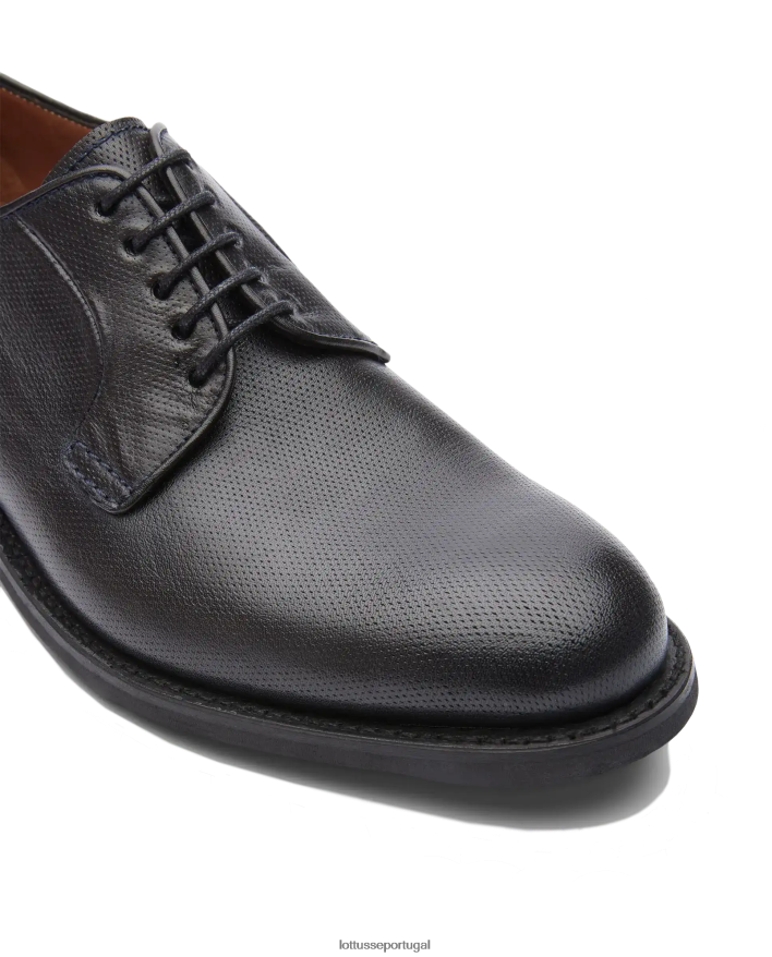 ponto Lottusse homens derby de couro com relevo walton canguro azul marinho 86F22T69 calçados