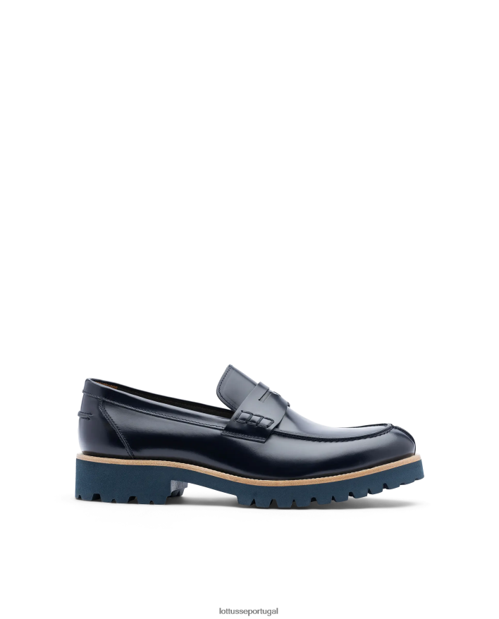 ponto Lottusse homens covent mocassins brilhantes azul marinho 86F22T91 calçados