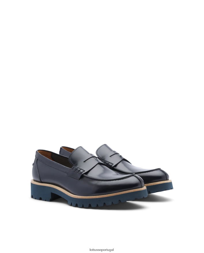 ponto Lottusse homens covent mocassins brilhantes azul marinho 86F22T91 calçados