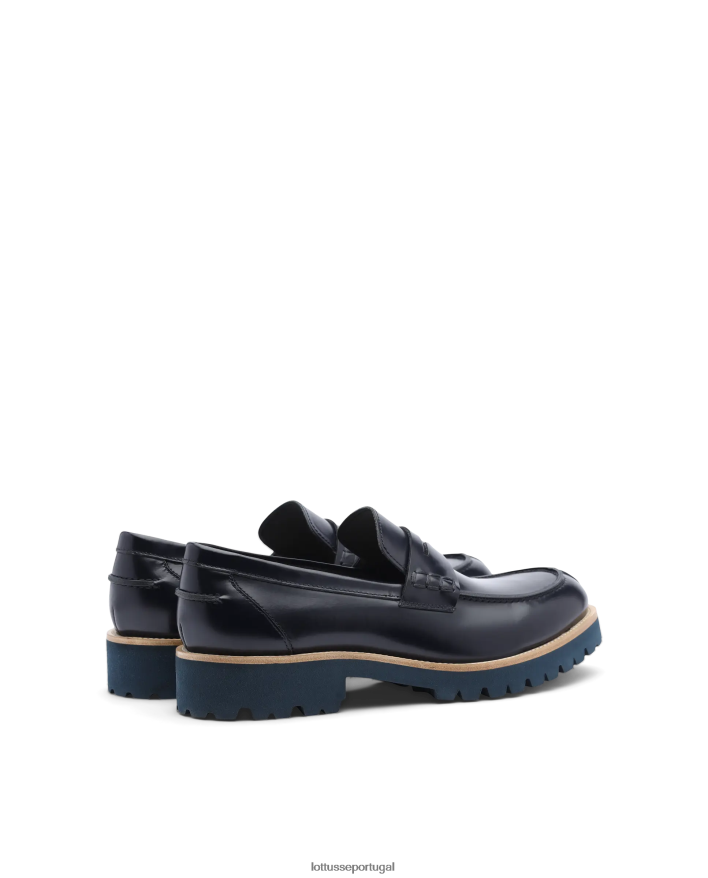 ponto Lottusse homens covent mocassins brilhantes azul marinho 86F22T91 calçados