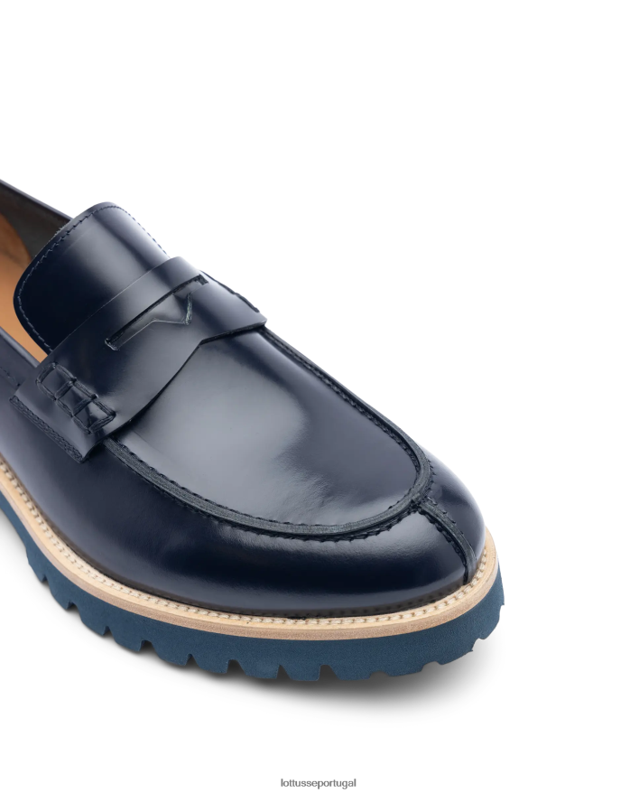 ponto Lottusse homens covent mocassins brilhantes azul marinho 86F22T91 calçados