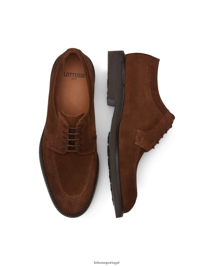 ponto Lottusse homens mocassim baltimore bezerro camurça derby marrom 86F22T161 calçados