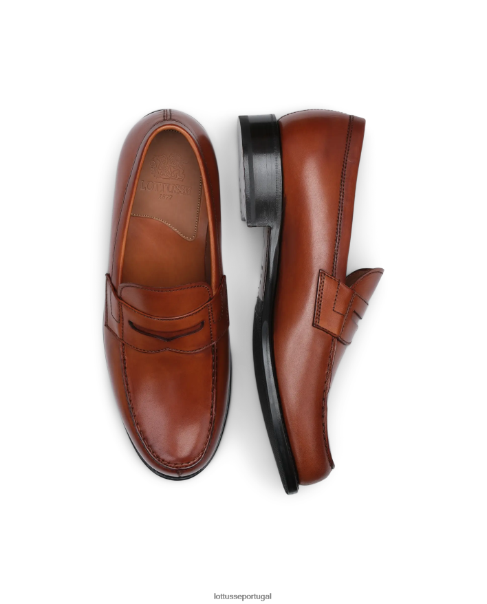 ponto Lottusse homens mocassins de bezerro de anilina crosta kingstown marrom 86F22T44 calçados