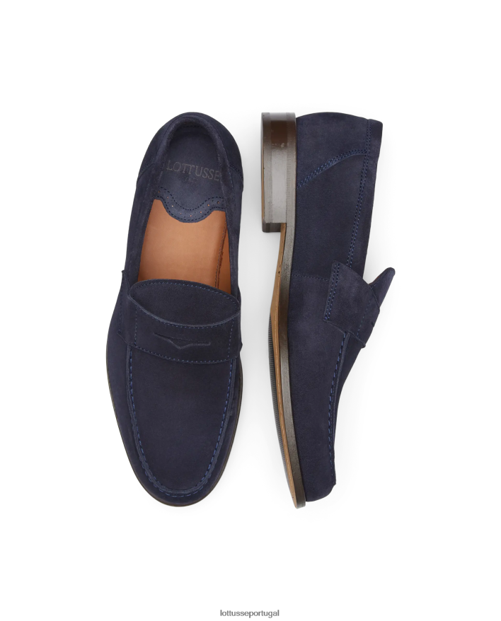 ponto Lottusse homens mocassins de camurça daytona azul marinho 86F22T63 calçados