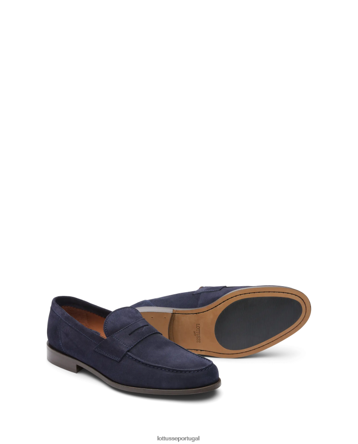 ponto Lottusse homens mocassins de camurça daytona azul marinho 86F22T63 calçados