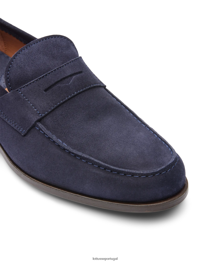 ponto Lottusse homens mocassins de camurça daytona azul marinho 86F22T63 calçados