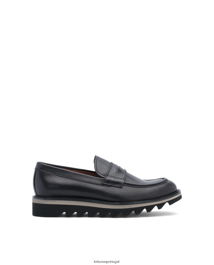 ponto Lottusse homens mocassins de couro anilina de bezerro dublin preto 86F22T181 calçados