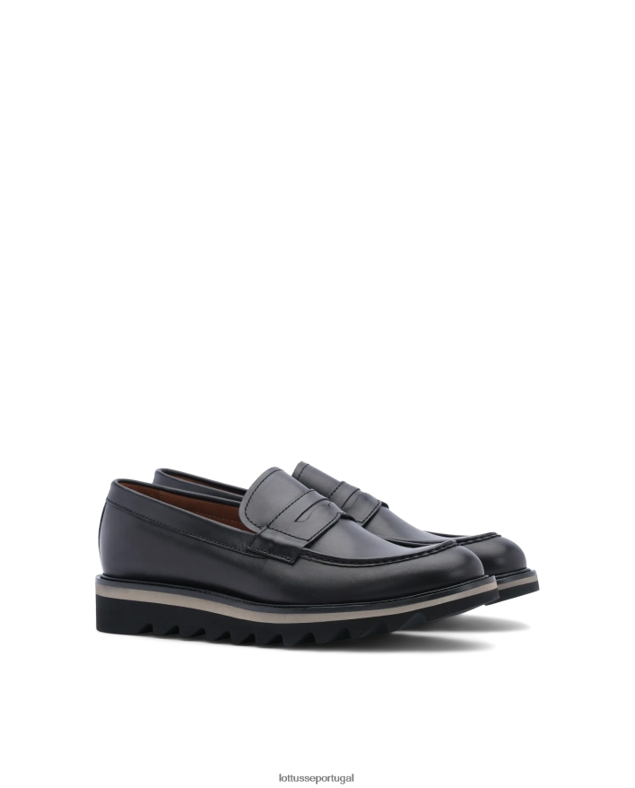 ponto Lottusse homens mocassins de couro anilina de bezerro dublin preto 86F22T181 calçados