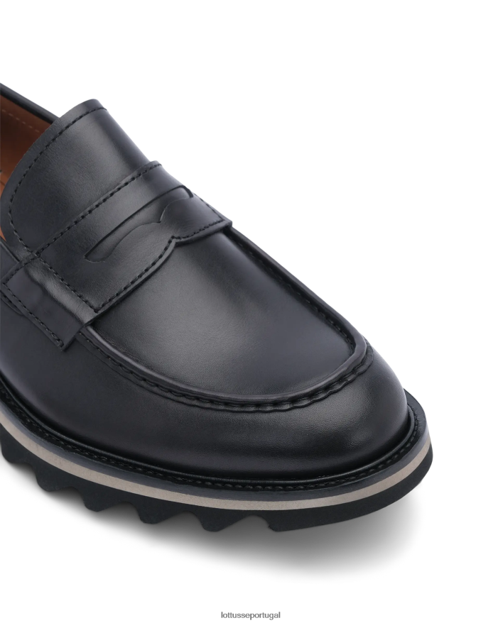 ponto Lottusse homens mocassins de couro anilina de bezerro dublin preto 86F22T181 calçados