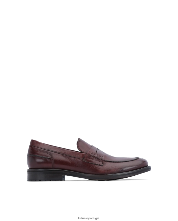 ponto Lottusse homens mocassins de couro de bezerro orwell bordô marrom 86F22T168 calçados